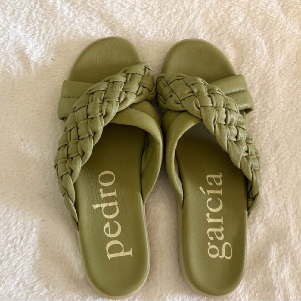 Pedro Garcia Green Braided Women's Sandals